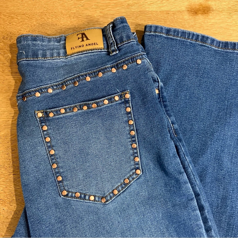 Flying Angel Straight Leg Studded Jeans